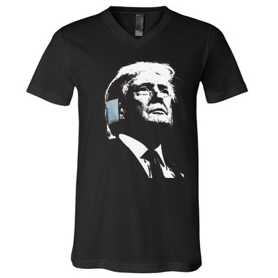 Donald Trump 2024 Ear Bandage Shot At Election Rally America Gift V-Neck T-Shirt