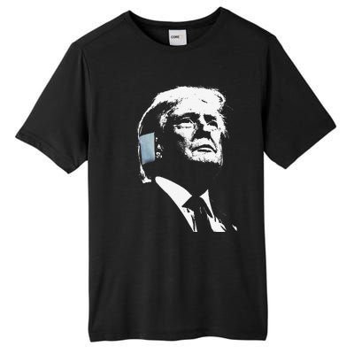 Donald Trump 2024 Ear Bandage Shot At Election Rally America Gift Tall Fusion ChromaSoft Performance T-Shirt