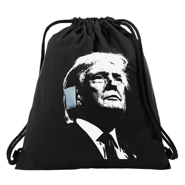 Donald Trump 2024 Ear Bandage Shot At Election Rally America Gift Drawstring Bag