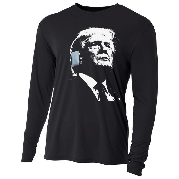 Donald Trump 2024 Ear Bandage Shot At Election Rally America Gift Cooling Performance Long Sleeve Crew