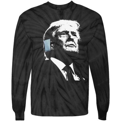 Donald Trump 2024 Ear Bandage Shot At Election Rally America Gift Tie-Dye Long Sleeve Shirt