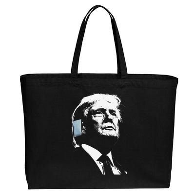 Donald Trump 2024 Ear Bandage Shot At Election Rally America Gift Cotton Canvas Jumbo Tote