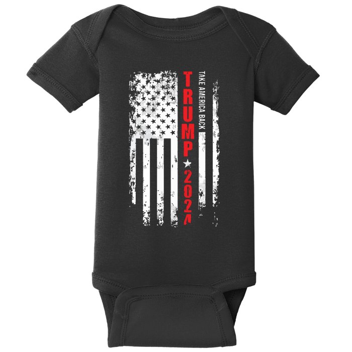 Donald Trump 2024 Take America Back American Flag Patriotic Baby Bodysuit