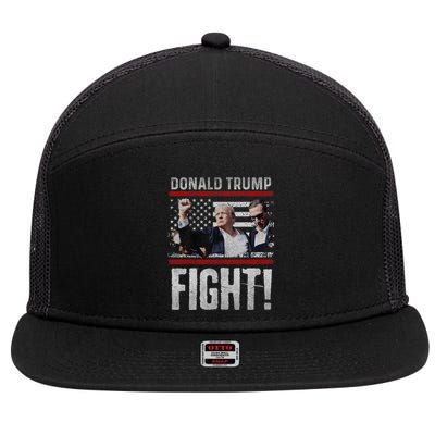 Donald Trump 2024 Fist American Flag Trump Fight 7 Panel Mesh Trucker Snapback Hat