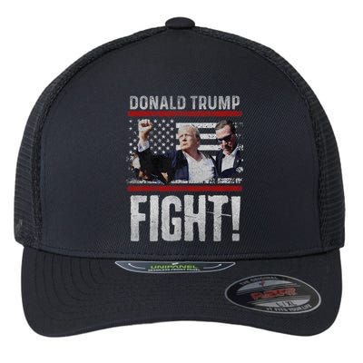 Donald Trump 2024 Fist American Flag Trump Fight Flexfit Unipanel Trucker Cap