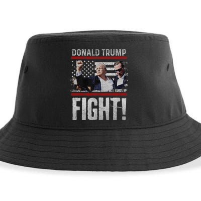 Donald Trump 2024 Fist American Flag Trump Fight Sustainable Bucket Hat