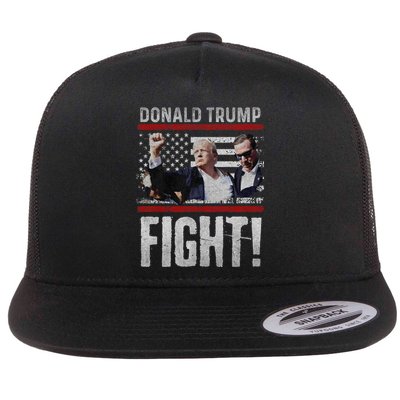 Donald Trump 2024 Fist American Flag Trump Fight Flat Bill Trucker Hat