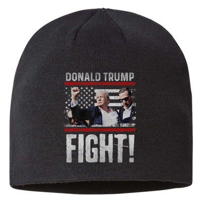 Donald Trump 2024 Fist American Flag Trump Fight Sustainable Beanie