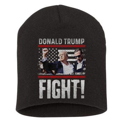 Donald Trump 2024 Fist American Flag Trump Fight Short Acrylic Beanie