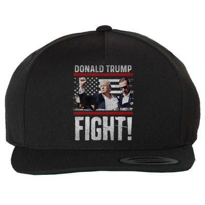 Donald Trump 2024 Fist American Flag Trump Fight Wool Snapback Cap