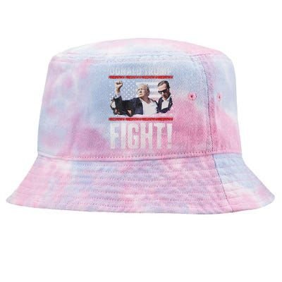 Donald Trump 2024 Fist American Flag Trump Fight Tie-Dyed Bucket Hat