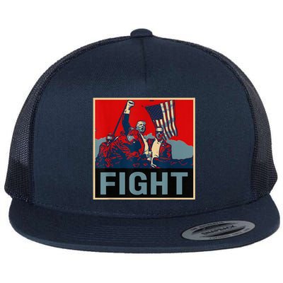 Donald Trump 2024 Fight At Election Rally American Flag Flat Bill Trucker Hat