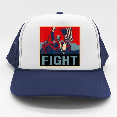 Donald Trump 2024 Fight At Election Rally American Flag Trucker Hat