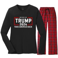 Donald Trump 2024 Take America Back Usa United States Women's Long Sleeve Flannel Pajama Set 