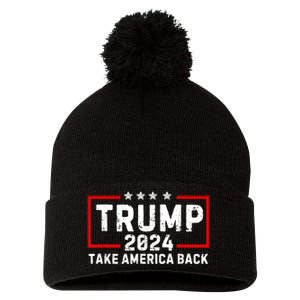 Donald Trump 2024 Take America Back Usa United States Pom Pom 12in Knit Beanie