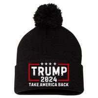 Donald Trump 2024 Take America Back Usa United States Pom Pom 12in Knit Beanie