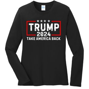 Donald Trump 2024 Take America Back Usa United States Ladies Long Sleeve Shirt