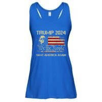 Donald Trump 2024 Save America Again American Flag Election Gift Ladies Essential Flowy Tank