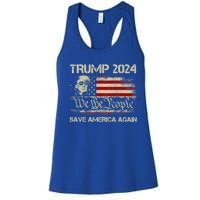 Donald Trump 2024 Save America Again American Flag Election Gift Women's Racerback Tank