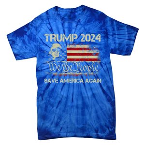 Donald Trump 2024 Save America Again American Flag Election Gift Tie-Dye T-Shirt