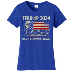 Donald Trump 2024 Save America Again American Flag Election Gift Women's T-Shirt