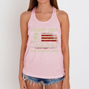 Donald Trump 2024 Save America Again American Flag Election Gift Women's Knotted Racerback Tank