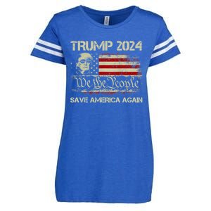 Donald Trump 2024 Save America Again American Flag Election Gift Enza Ladies Jersey Football T-Shirt