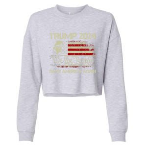 Donald Trump 2024 Save America Again American Flag Election Gift Cropped Pullover Crew