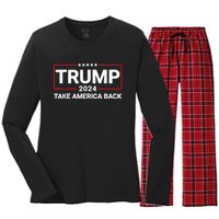 Donald Trump 2024 Take America Back Usa United States Women's Long Sleeve Flannel Pajama Set 