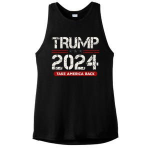 Donald Trump 2024 Take America Back Election Ladies PosiCharge Tri-Blend Wicking Tank