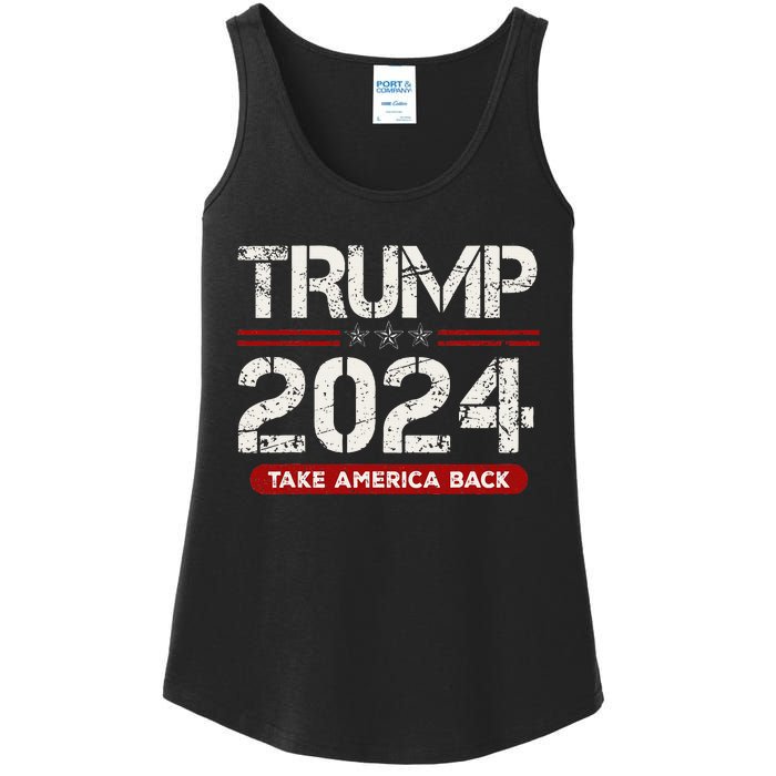 Donald Trump 2024 Take America Back Election Ladies Essential Tank