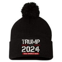 Donald Trump 2024 Take America Back Election Pom Pom 12in Knit Beanie