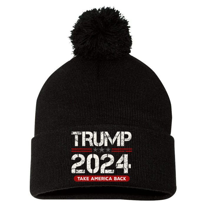 Donald Trump 2024 Take America Back Election Pom Pom 12in Knit Beanie