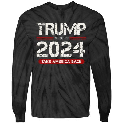 Donald Trump 2024 Take America Back Election Tie-Dye Long Sleeve Shirt