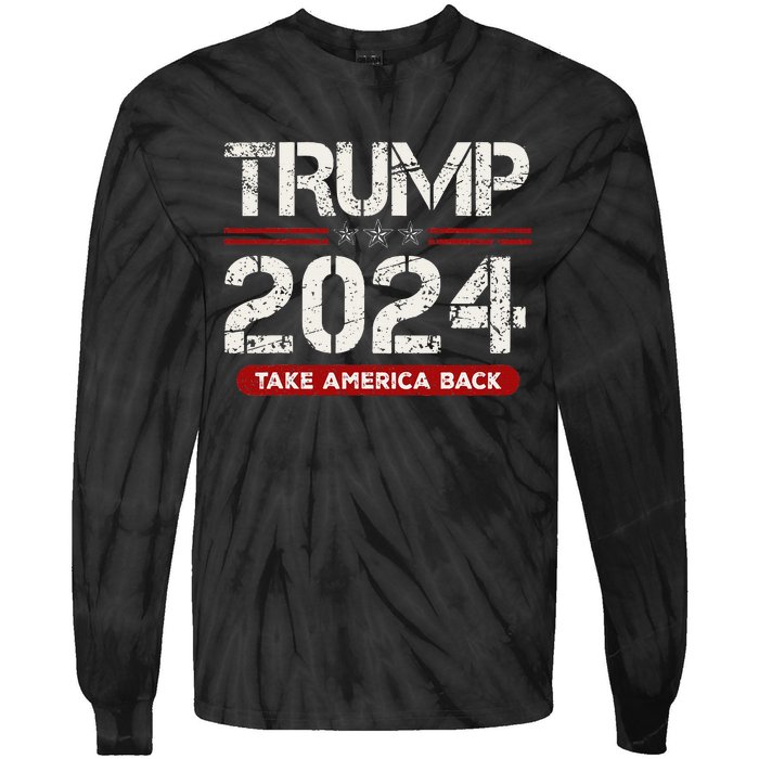 Donald Trump 2024 Take America Back Election Tie-Dye Long Sleeve Shirt