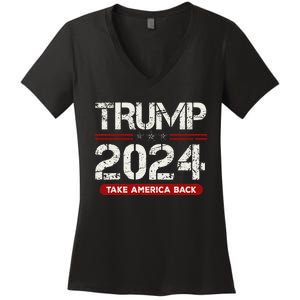 Donald Trump 2024 Take America Back Election Women's V-Neck T-Shirt