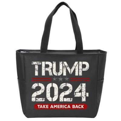 Donald Trump 2024 Take America Back Election Zip Tote Bag