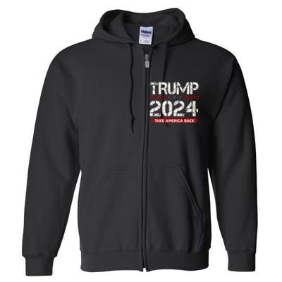 Donald Trump 2024 Take America Back Election Full Zip Hoodie