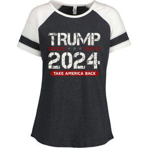 Donald Trump 2024 Take America Back Election Enza Ladies Jersey Colorblock Tee