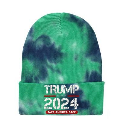 Donald Trump 2024 Take America Back Election Tie Dye 12in Knit Beanie