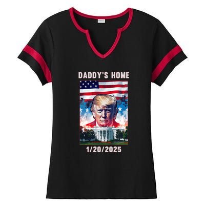 Donald Trump 2024 Daddys Home Ladies Halftime Notch Neck Tee