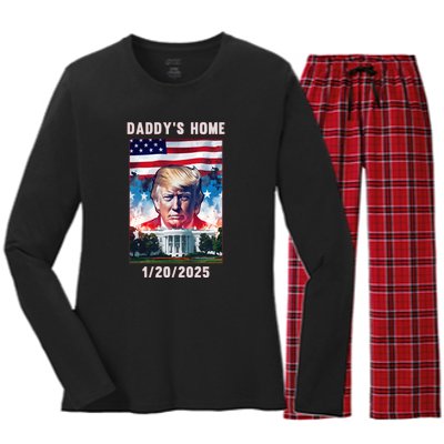 Donald Trump 2024 Daddys Home Women's Long Sleeve Flannel Pajama Set 