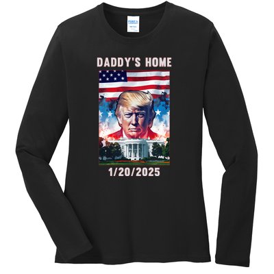 Donald Trump 2024 Daddys Home Ladies Long Sleeve Shirt