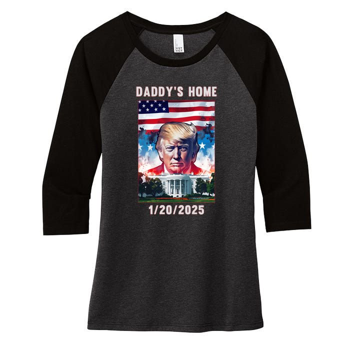 Donald Trump 2024 Daddys Home Women's Tri-Blend 3/4-Sleeve Raglan Shirt