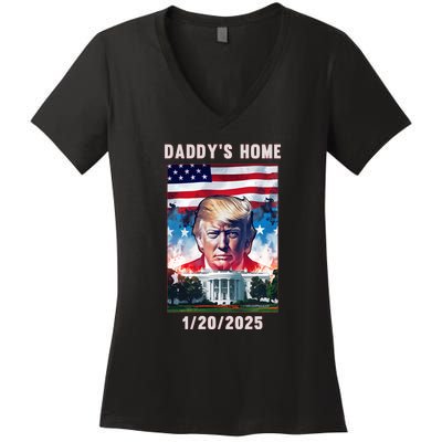 Donald Trump 2024 Daddys Home Women's V-Neck T-Shirt