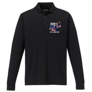 Donald Trump 2024 Take America Back American Flag Performance Long Sleeve Polo