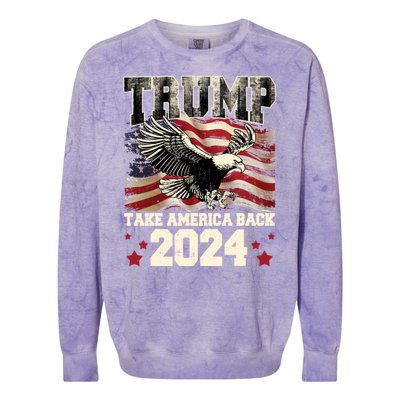 Donald Trump 2024 Take America Back Usa United States Colorblast Crewneck Sweatshirt