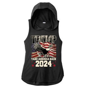 Donald Trump 2024 Take America Back Usa United States Ladies PosiCharge Tri-Blend Wicking Draft Hoodie Tank