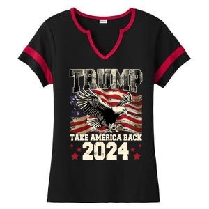 Donald Trump 2024 Take America Back Usa United States Ladies Halftime Notch Neck Tee