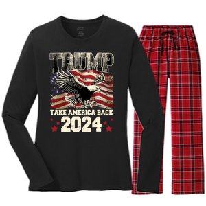 Donald Trump 2024 Take America Back Usa United States Women's Long Sleeve Flannel Pajama Set 